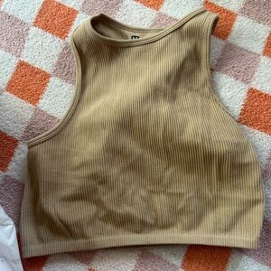 Ribbed Tan Sleeveless Top